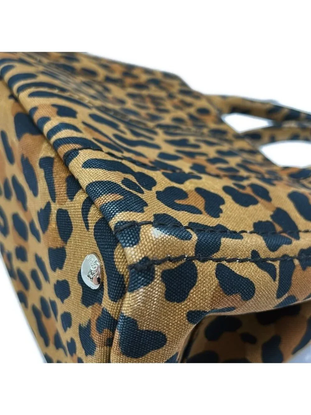 Prada Tote Canapa Light Brown Black Leopard Print